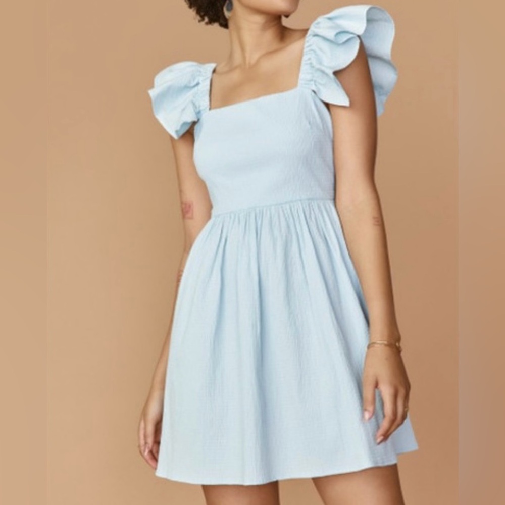 Francesca’s Mi Ami Light Blue Ruffle Mini Dress
